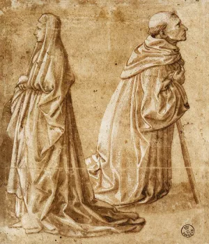 A Woman and a Kneeling Monk by Fra Carnevale Oil Painting