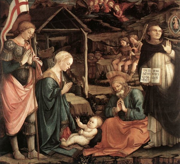 Adoration of the Child with Saints by Fra Filippo Lippi - Hand-Painted Oil Painting Reproduction