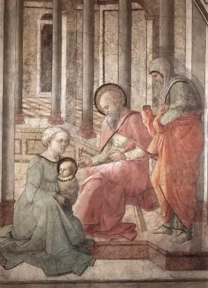 Birth and Naming St John Detail painting by Fra Filippo Lippi