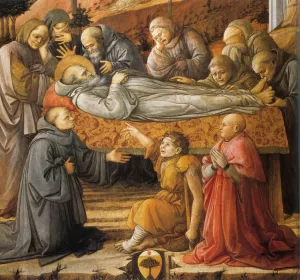 Funeral of St Jerome Detail painting by Fra Filippo Lippi
