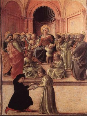 Madonna and Child with Saints and a Worshipper Oil painting by Fra Filippo Lippi