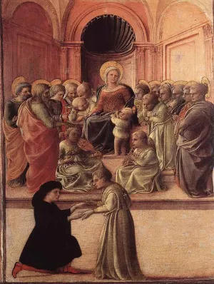 Madonna and Child with Saints and a Worshipper Oil painting by Fra Filippo Lippi