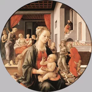Madonna with the Child and Scenes from the Life of St Anne by Fra Filippo Lippi Oil Painting