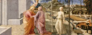 Meeting of Joachim and Anne at the Golden Gate by Fra Filippo Lippi Oil Painting