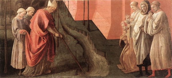 Main Product Photo of St Fredianus Diverts the River Serchio Painting by Fra Filippo Lippi