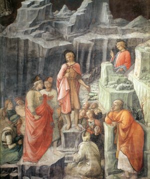 St John Taking Leave of His Parents Detail Oil painting by Fra Filippo Lippi