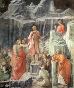 St John Taking Leave of His Parents Detail by Fra Filippo Lippi - Oil Painting Reproduction