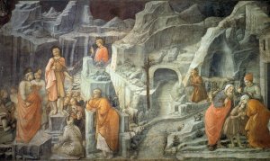 St John Taking Leave of His Parents Oil painting by Fra Filippo Lippi