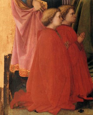 St Lawrence Enthroned with Saints and Donors Detail Oil painting by Fra Filippo Lippi