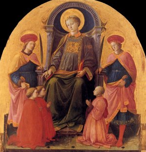 St Lawrence Enthroned with Saints and Donors Oil painting by Fra Filippo Lippi
