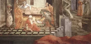 St Stephen is Born and Replaced by Another Child painting by Fra Filippo Lippi