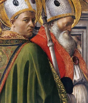 Sts Augustine and Ambrose Detail by Fra Filippo Lippi Oil Painting