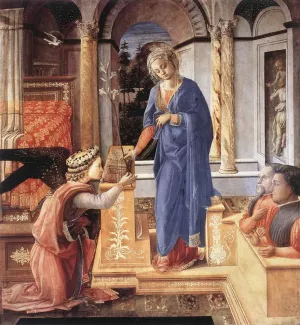 The Annunciation with Two Kneeling Donors by Fra Filippo Lippi Oil Painting