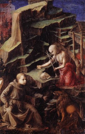 The Penitent St Jerome with a Young Monk Oil painting by Fra Filippo Lippi