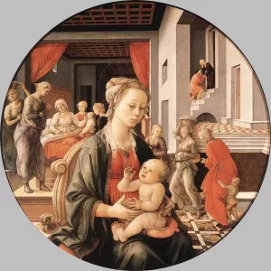Virgin with the Child and Scenes from the Life of St Anne by Fra Filippo Lippi Oil Painting