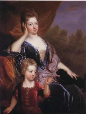 Madame de Brionne and Her Son Louis de Lorraine painting by Francois De Troy