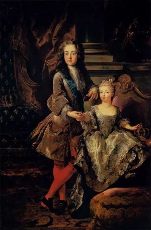 Portrait of Louis XV of France and Maria Anna Victoria of Spain painting by Francois De Troy