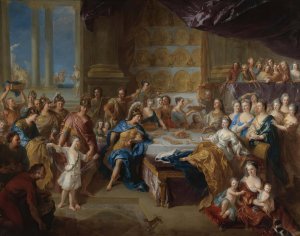 The Feast Of Dido And Aeneas; An Allegorical Portrait Of The Family Of The Duc And Duchesse Du Maine by Francois De Troy Oil Painting