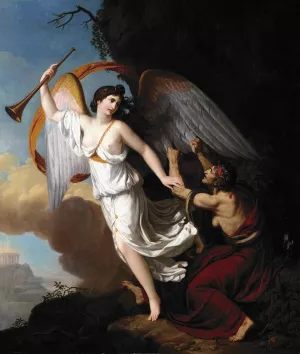 Envy Plucking the Wings of Fame Oil painting by Francois-Guillaume Menageot