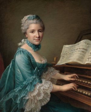 Portrait of a Woman, Said to be Madame Charles Simon Favart by Francois-Hubert Drouais Oil Painting