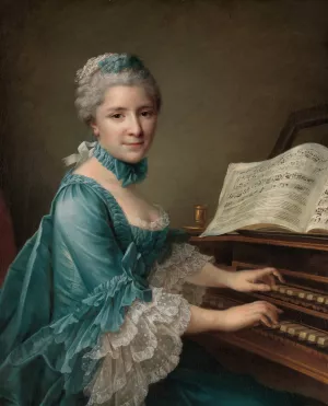 Portrait of a Woman, Said to be Madame Charles Simon Favart by Francois-Hubert Drouais Oil Painting