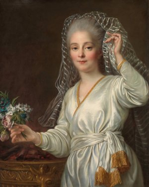Portrait of a Young Woman as a Vestal Virgin by Francois-Hubert Drouais Oil Painting