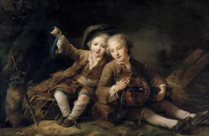 The Children of the Duc de Bouillon by Francois-Hubert Drouais Oil Painting