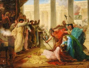 Ptolemy Philopator Struck By Death As He Desecrated The Temple Of Jerusalem by Francois Joseph Heim Oil Painting