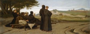 Saint Francois D'assise Transporte Mourant a Sainte-Marie Des Anges, Benit La Ville D'assise by Francois-Leon Benouville Oil Painting