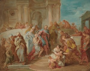 Christ Healing the Blind Man by Francois Lemoyne Oil Painting