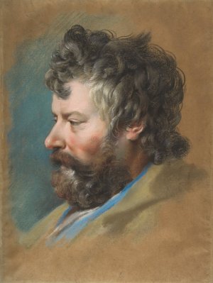 Head of a Bearded Man in Profile to Left by Francois Lemoyne Oil Painting