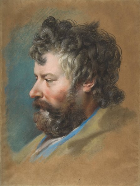 Head of a Bearded Man in Profile to Left  by Francois Lemoyne - Hand-Painted Oil Painting Reproduction