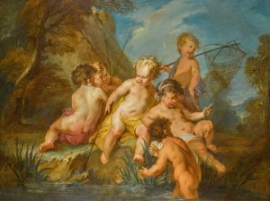 Les Amours Pecheurs by Francois Lemoyne Oil Painting
