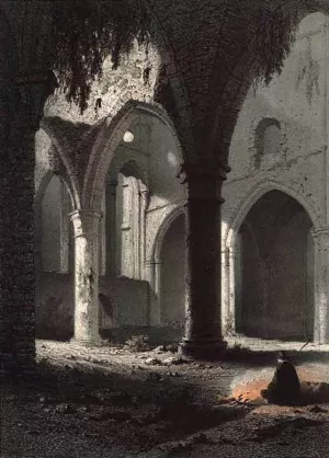 Ruins of the Abbey of Villers painting by Francois Stroobant