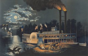 Wooding Up on the Mississippi by Frances Flora Bond Palmer Oil Painting