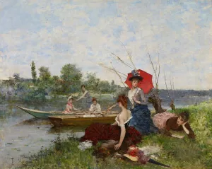 Boating by Francesc Miralles I Galaup Oil Painting