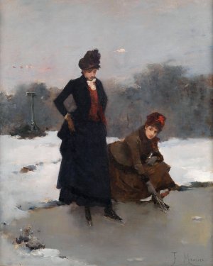 Ice Skaters by Francesc Miralles I Galaup Oil Painting