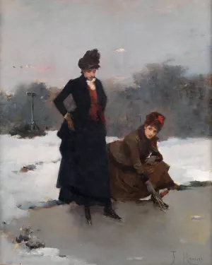 Ice Skaters by Francesc Miralles I Galaup Oil Painting