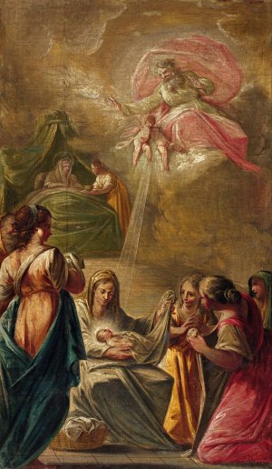 Birth of the Virgin by Francesc Pla Duran Oil Painting