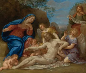 Lamentation With The Virgin, St. John And Angels by Francesco Albani Oil Painting