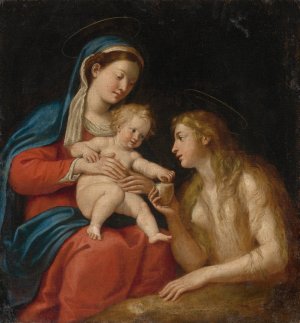 Madonna And Child With Mary Magdalene by Francesco Albani Oil Painting