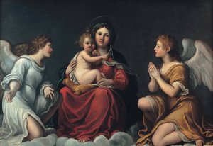 Madonna with the Child and angels by Francesco Albani Oil Painting