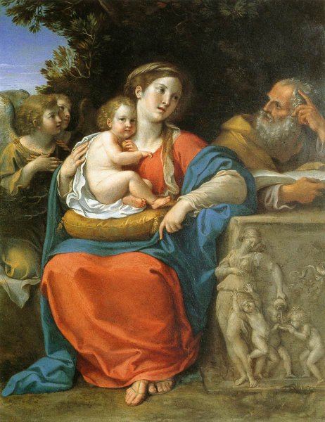 The Holy Family by Francesco Albani - Hand-Painted Oil Painting Reproduction