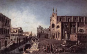 View of Campo Santi Giovanni e Paolo painting by Francesco Albotto