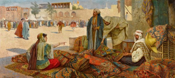 Main Product Photo of The Carpet Merchant Painting by Francesco Ballesio