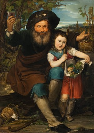 Italian Winegrower And His Daughter by Francesco Baratta Oil Painting