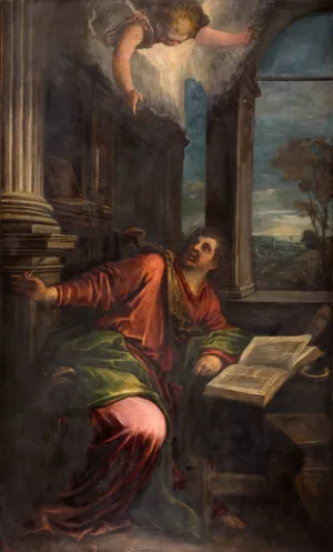 St John The Divine by Francesco Bassano The Elder Oil Painting