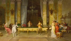 A Game Of Billiards by Francesco Beda Oil Painting