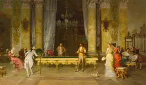A Game Of Billiards by Francesco Beda Oil Painting