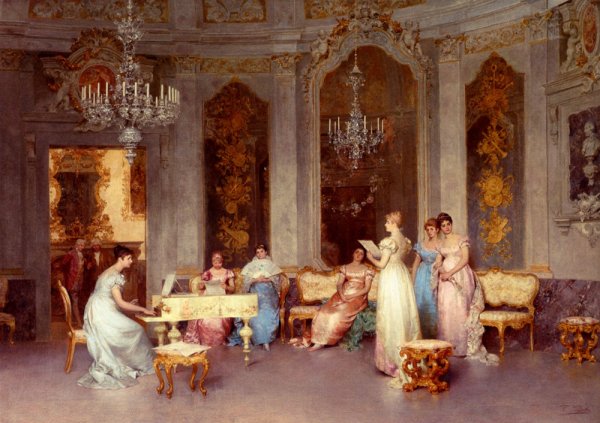 Main Product Photo of Parlor Scene Painting by Francesco Beda